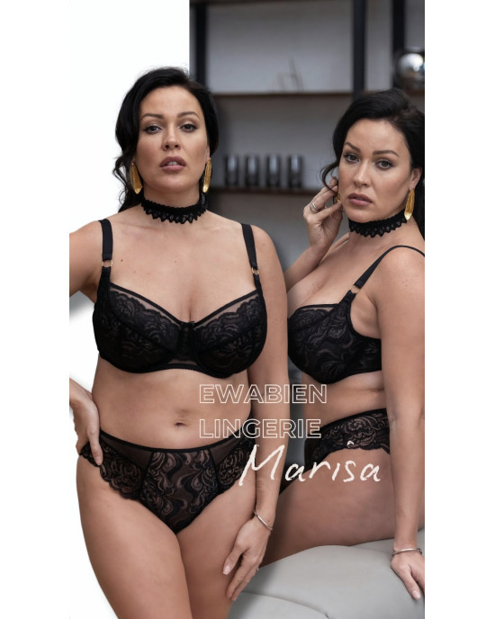 Σουτιέν Ewa Bien B161 balconette σε μαύρο με κομψό design για μεγάλο στήθος