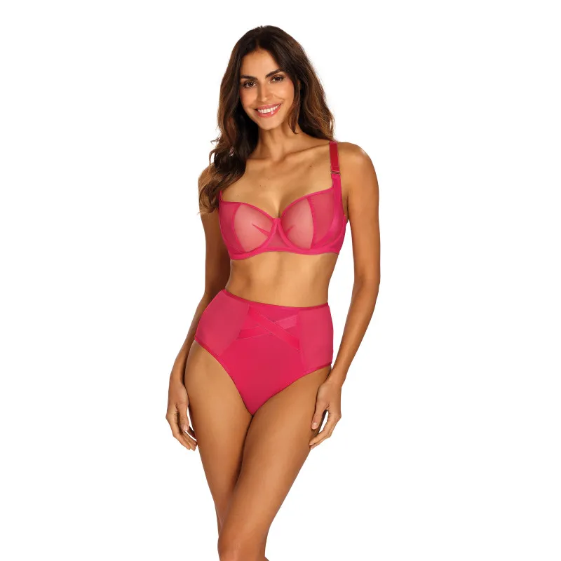 Sexy Σετ Εσωρούχων Pryma Pink με Διάφανο Σουτιέν & Ψηλόμεσο Σλιπ